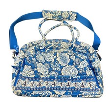 Vera Bradley Blue Floral Quilted Laptop Travel Bag Shoulder Strap 16x12x6 picture