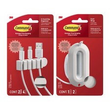 Command 5-Cord Clip Organizer and Wrap Bundle, 2 Clips, 1 6 White picture