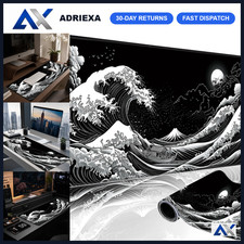 Large Extended Black & White Japanese Gaming Mouse Pad Desk Mat - Non-Slip Surfa picture