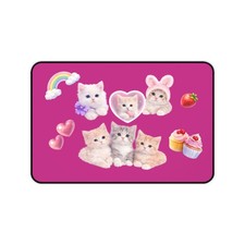 Kawaii Kitten Collage Desk Mat, Y2K aesthetic Cute Cats, Hearts, Rainbows picture