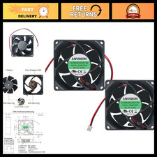 2-Pack 80mm x 25mm DC 12V Brushless Cooling Fans, Dual Ball Bearing, Quiet & Eff picture