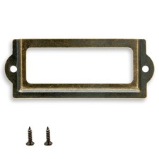 Antique Label Holder 3.3 Inch Bronze 30 Pcs Metal File Cabinet Drawer Frames picture