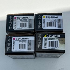 Set of 4 Lexmark C540H1MG C540H1YG Yellow, Magenta Toner Cartridges C540 C543 picture
