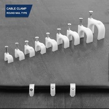 100 PC Round Cable Clips With Nail Cord Holder Wall Mounting Clip Tacks picture