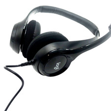 Logitech Logi Headphone Headset Wired Black USB Padded Ears Volume Control A8  picture