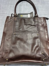 NWT Solo New York Executive Bucket Tote Brown Full Grain Leather Laptop Bag picture