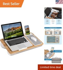 Portable Oak Woodgrain Lap Desk – Ideal for Work or Play with Cushion Comfort picture
