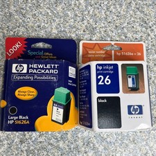 HP 26 Ink Cartridge 51626A Black High Yield 40ml OEM Genuine 2-Pack Vintage New picture