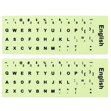 English Keyboard Stickers Glow in the Dark, 2pcs Keyboard Cover, Black picture