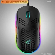 M8 Ultralight Wired Gaming Mouse Lightweight Honeycomb Shell 6 RGB Breathing Bac picture