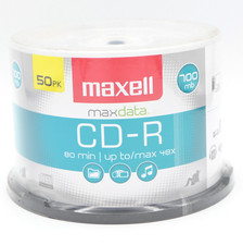 Maxell MaxData CD-R 50 Pk Spindle Recordable Compact Discs 80 Min 48X 700mb picture