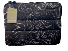 Heyday Puffer Laptop Sleeve Black White Marbled Topographic Print Fits 15 Inch picture