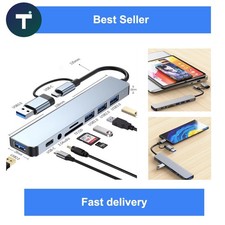 8-in-2 USB C Hub Docking Station with 3.5mm Audio Jack SD TF Card Reader picture