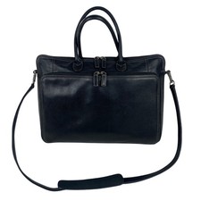 Levenger Black Leather Laptop Briefcase Business Portfolio Bag Shoulder Strap picture