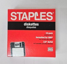 Vintage Staples 3.5” Floppy Diskettes 10 Pack DS/HD IBM 1.44MB Factory Sealed picture
