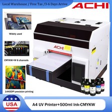 【US】ACHI A4 UV Printer Epson L800 Inkjet Printer For Phone Case Metal Glass Wood picture