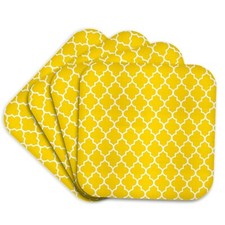 3dRose CST_120255_1 Yellow Quatrefoil Pattern Contemporary Moroccan Tiles Mod... picture