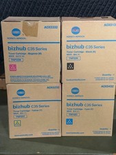 Genuine Konica Minolta TNP22 CMYK Toner Set bizhub C35 C35P OEM 4-Pack picture