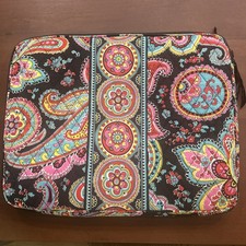 Vera Bradley Quilted Parisian Paisley Print Black Laptop Sleeve  14x11” Retired picture