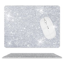 Mouse Pad Diamond Silver Glitter Sparkle Mousepad Bling Desk Accessories Gami... picture