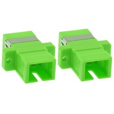 2x SC APC Simplex Singlemode Flange Fiber Optic Optical Adapter Connector Green picture