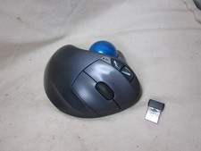 pre-owned LOGI M570 trackball mouse wireless usb blue ball PC computer Logitech picture