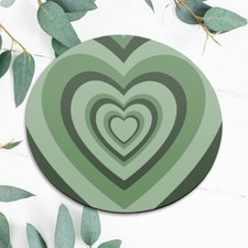 Green Trendy Heart Cute Aesthetic Mouse Pad Mat Office Desk Table Accessory Gift picture