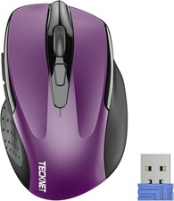 TECKNET Wireless Mouse, 2.4G Ergonomic Optical Computer Mouse Purple  picture