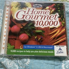 Vintage 1997 Home Gourmet 10,000 Recipe Software PC Windows 3.1 Apple Macintosh picture