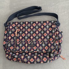 Vera Bradley Laptop Messenger Bag Mini Medallions Pattern Navy Orange MultiColor picture