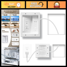 Wall Cable Management Kit with Brush Plate & 9.8FT Cord, Recessed AC Outlet Box picture