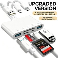 5-in-1 USB OTG Adapter with MicroSD And SD Card Reader Slots Compatible w Iphone picture
