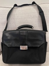 Bosca Old Leather Collection Black Leather & Fabric Messenger Bag picture