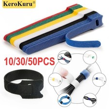 50/10pcs Cable Straps Wire Cord Hook Loop Ties Reusable Fastening Organizer Lot picture