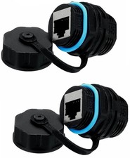 2x CAT6 Shielded Bulkhead RJ45 Panel Mount In/Outdoor Coupler Ethernet Connector picture
