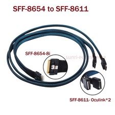 SlimSAS 8i SFF-8654 to 2x OCuLink 4i SFF-8611 Cable Data Transmission 1M US picture