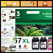 High-Quality 67XL Ink Cartridge Black & Color Combo 3-Pack Replacement for Print picture