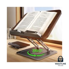 Book Stand for Reading 360° Rotating Holder with Page Clip picture