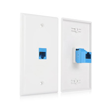 2-Pack 1-Port Ethernet Wall Plate Cat6 with Blue Keystone picture