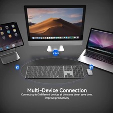 AUSDOM 2.4G WIRELESS BLUETOOTH KEYBOARD FULL SIZE, QUIET SLIM -  BLACK GRAY picture