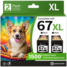 EaseFusion Replacement for HP 67 67XL Black Ink Cartridge HP67 HP67XL picture