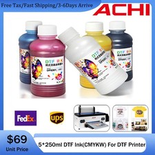 ACHI 5 Color DTF INK For Epson A3 DTF T-Shirt Printer CYMKW 5 X 250ml picture