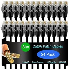 Lysymixs Cat6a Slim Ethernet Patch Cable 6 ft (24 Pack), 6ft, Black picture