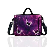 11.6-Inch to 12.5-Inch Neoprene Laptop Shoulder Messenger Bag Purple Butterfly picture