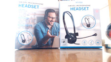 Set of (2) VIBE 3.5mm Plug-In Mono Headsets - With Swivel Microphone NEW IN BOX picture