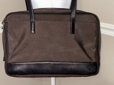 Tumi Brown Ballistic Nylon Leather Trim Organizer Briefcase Laptop Bag 17”X 12” picture