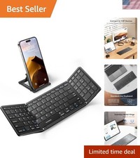 Full-Size Portable Foldable Bluetooth Keyboard with Elegant PU Leather Finish picture