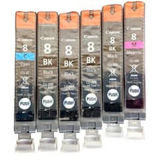 Canon CLI-8 Ink Tank Lot of 6 (CLI-8BK 4 Black 1 CLI-8M Magenta 1 CLI-8C Cyan) picture