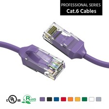 10 Pack of 7Ft CAT6 28AWG Slim Ethernet Network Cable Purple picture