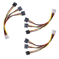 3 Pack 4Pin Molex to 3X Sata 15Pin Splitter Connector Power Supply Cable picture
